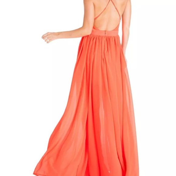 NWT Meghan Fabulous ENCHANTED GARDEN Maxi Dress in Flame - Very Sexy! S Fits XS - Picture 3 of 8